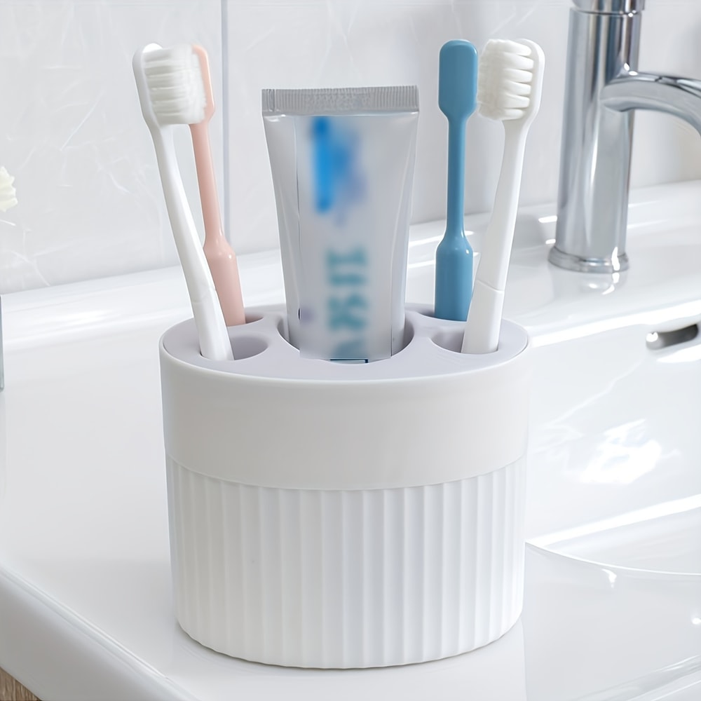 Freestanding Toothbrush Holder ABS Plastic Bathroom Organizer With Drain Holes Toothpaste Stand Per 5