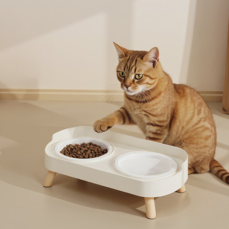 Double Pet Bowl No Spill Elevated Feeder With Stand Anti Slip Neck Support For Cats And Dogs 0