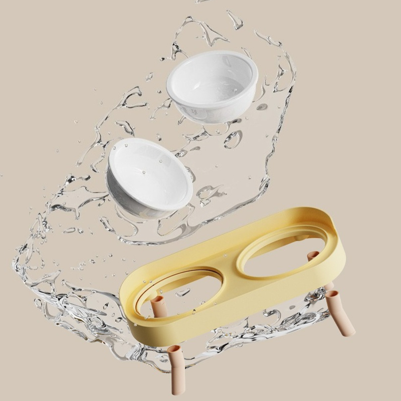 Double Pet Bowl No Spill Elevated Feeder With Stand Anti Slip Neck Support For Cats And Dogs 4