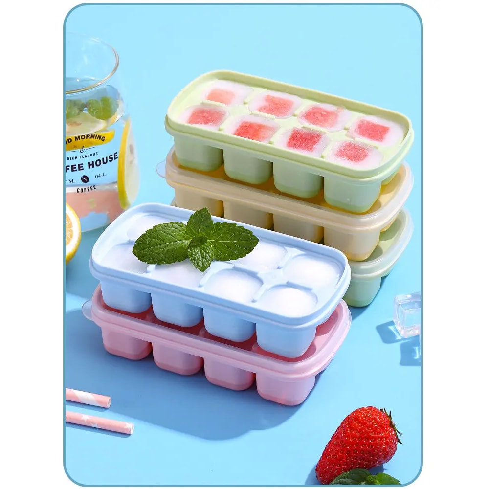 Reusable Square Ice Cube Trays For Freezer Block Ice Molds Ice Maker For Cocktails Whiskey 5