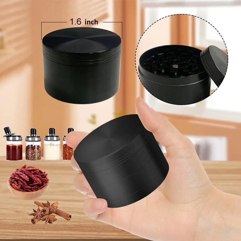 Metal Spice Grinder Smooth Aluminumzinc Alloy Herbal Tool With Scraper 3