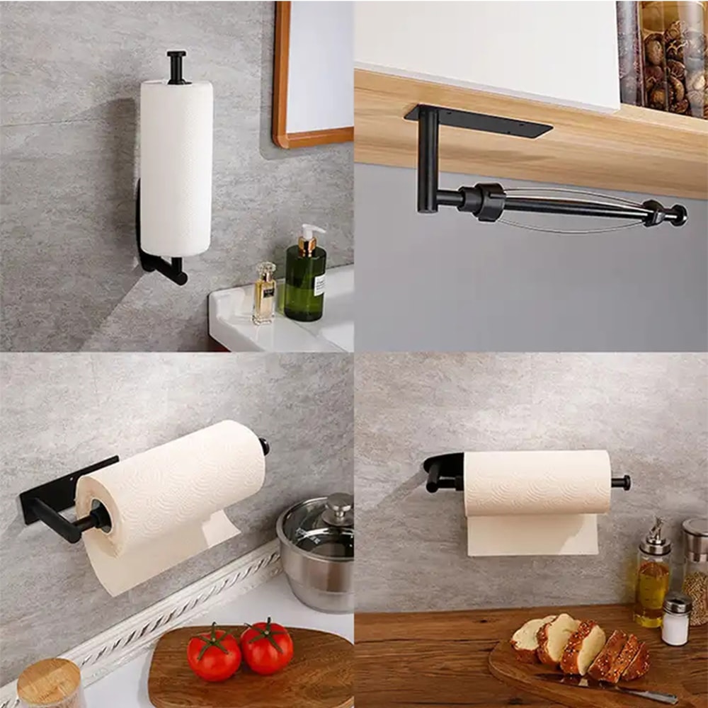 Punchfree Adhesive Bathroom Paper Towel Holder Stainless Steel Toilet Paper Storage Rack 2