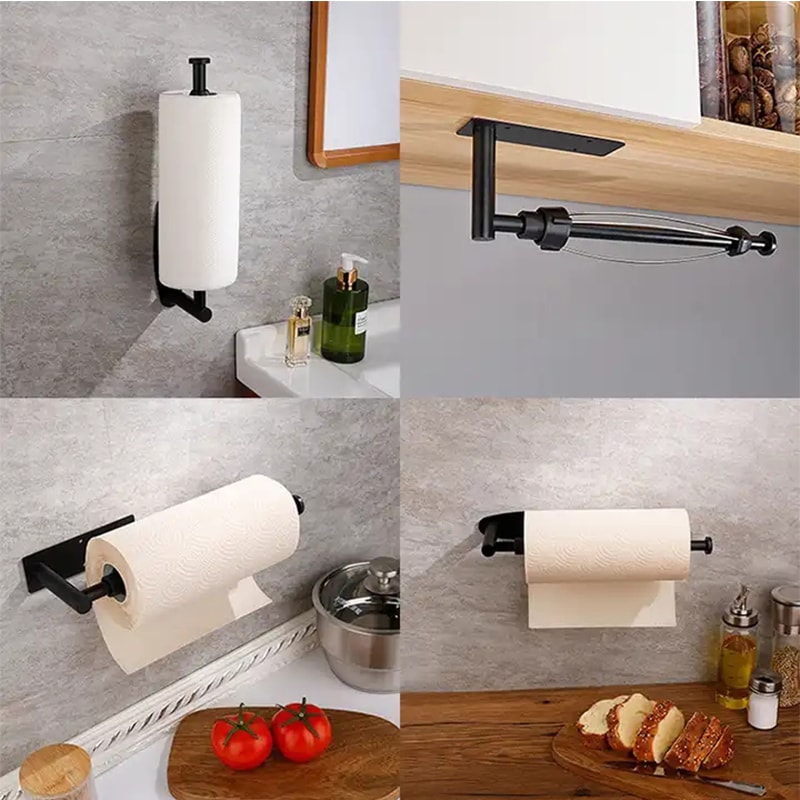 Punchfree Adhesive Bathroom Paper Towel Holder Stainless Steel Toilet Paper Storage Rack 2