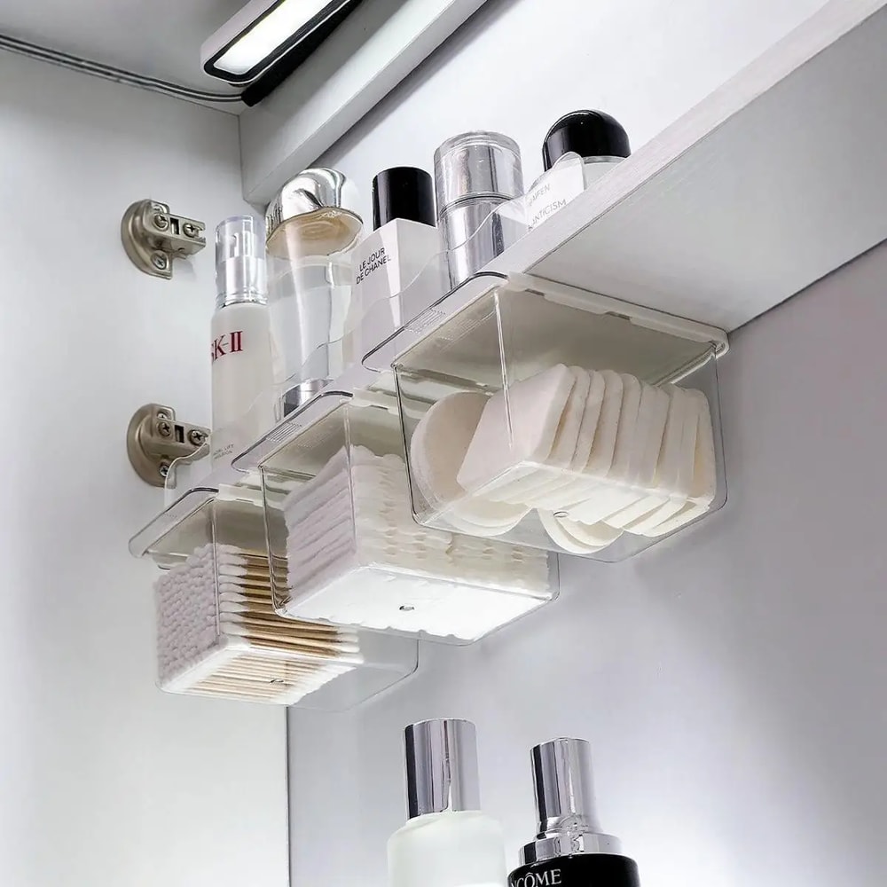 Bathroom Cotton Stick And Makeup Storage Box With PullOut Drawer Under Mirror Cabinet 3