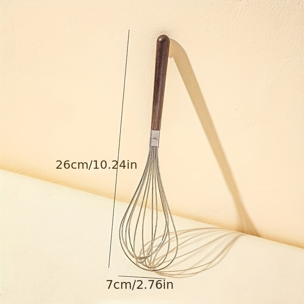 Stainless Steel Egg Beater With Wooden Handle Manual Handheld Mixer For Baking 4
