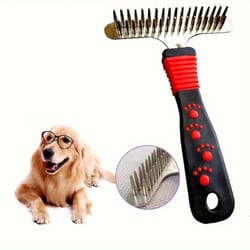 pet hair removal comb, large double row dog comb for thick hair, hair brush