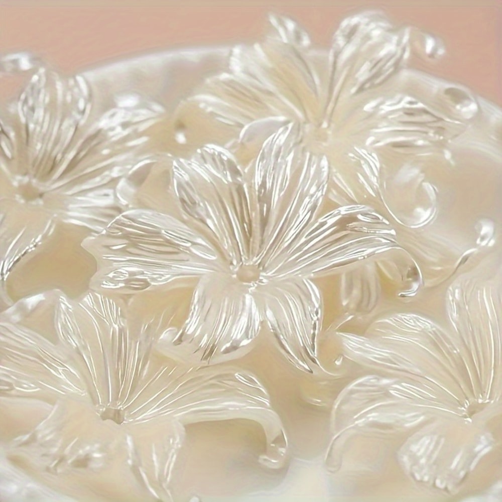 Iris Flower Plastic Beads for Handcrafted Necklaces, Earrings, Keychains, DIY Jewelry Making Supplies