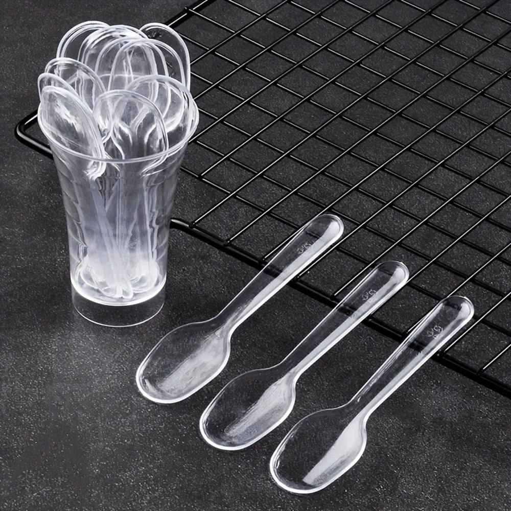 Disposable Mini Clear Plastic Spoons Flatware For Jelly Ice Cream Dessert Tiny Transparent Spoons 0