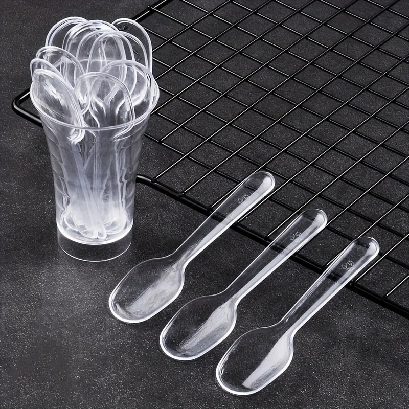 Disposable Mini Clear Plastic Spoons Flatware For Jelly Ice Cream Dessert Tiny Transparent Spoons 0