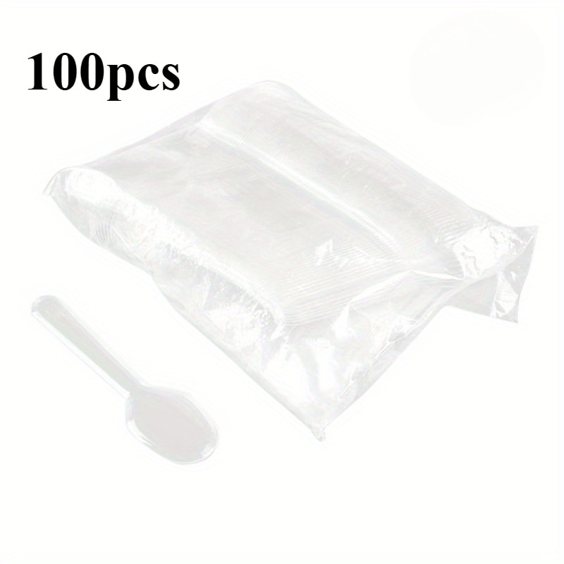Disposable Mini Clear Plastic Spoons Flatware For Jelly Ice Cream Dessert Tiny Transparent Spoons 6