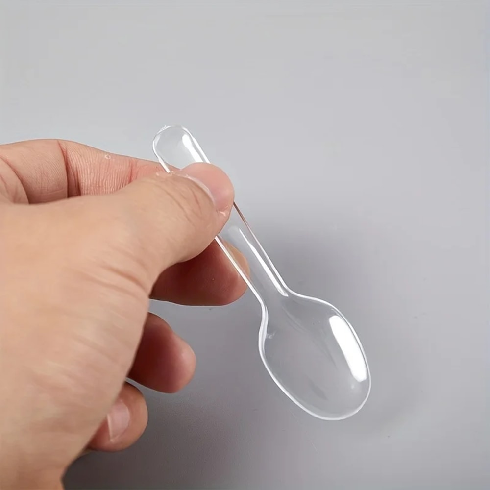 Disposable Mini Clear Plastic Spoons Flatware For Jelly Ice Cream Dessert Tiny Transparent Spoons 3