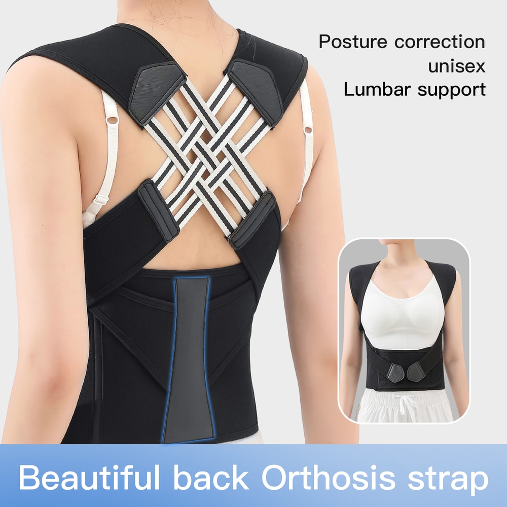 Adjustable Shoulder Back Posture Correction Belt Black Posture Corrector Brace For Women Breathable 0