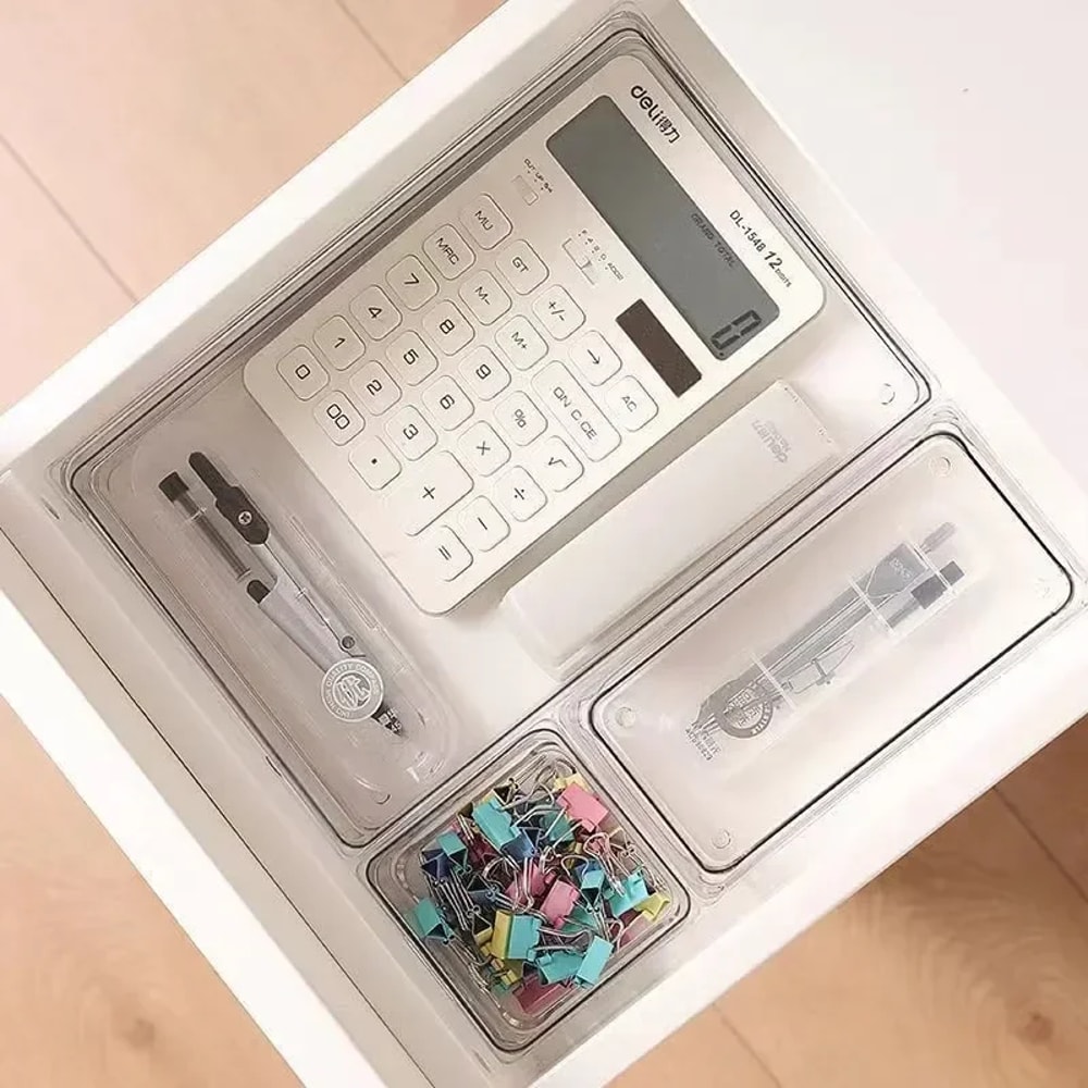 Versatile Drawer Organizer Set Clear Plastic Trays And Dividers For Makeup And Kitchen Storage 3