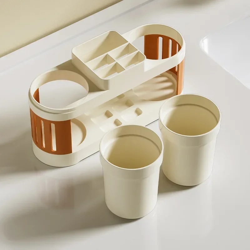 New Bathroom Toothbrush And Toothpaste Shelf Allinone Holder For Mouthwash Cup And Bathroom Wash Se 4