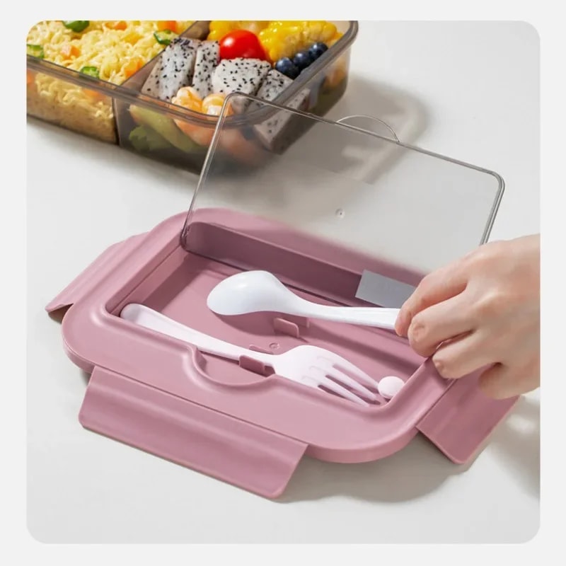 Square Divided Bento Box With Tableware Leakproof MicrowaveSafe Lunch Box For Office Picnic Campin 5