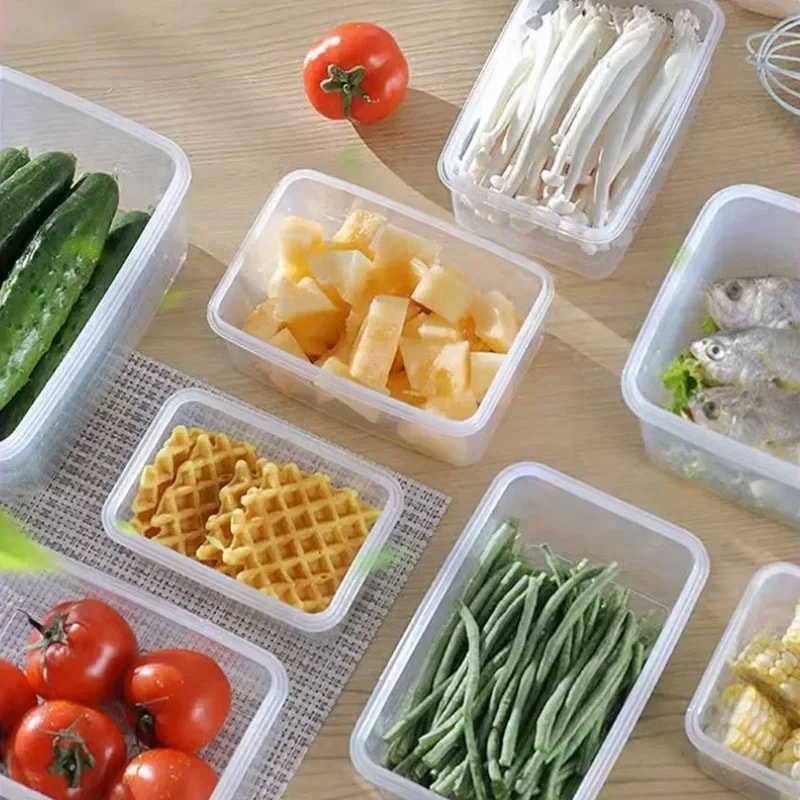 Sealed Refrigerator Storage Box With Lid Microwaveable Lunch Box Plastic Crisper 5