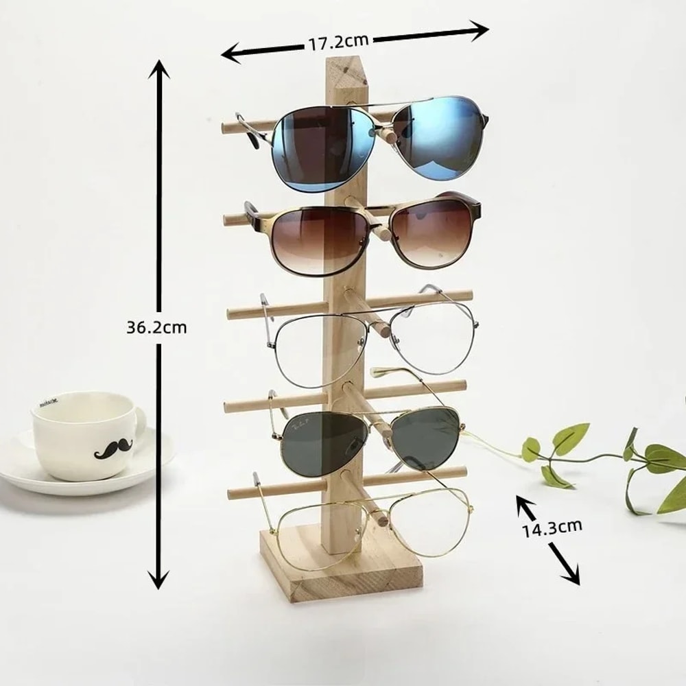 Elegant Multi-Layer Wooden Sunglass Display Rack Eyeglass & Jewelry Showcase for Multiple Pairs