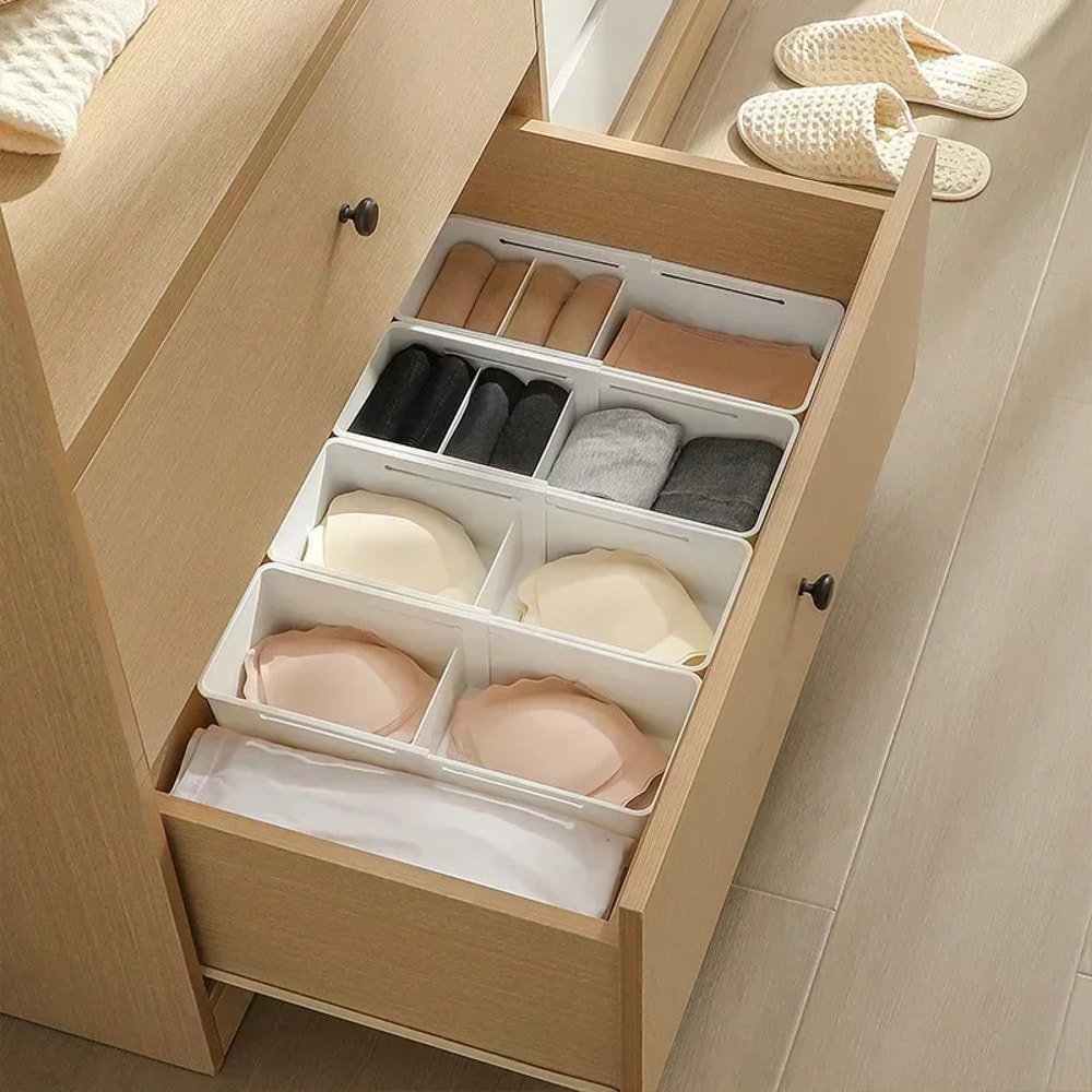Retractable Compartment Kitchen Storage Box for Cutlery, Socks & Underwear Versatile Desktop Drawer Organizer