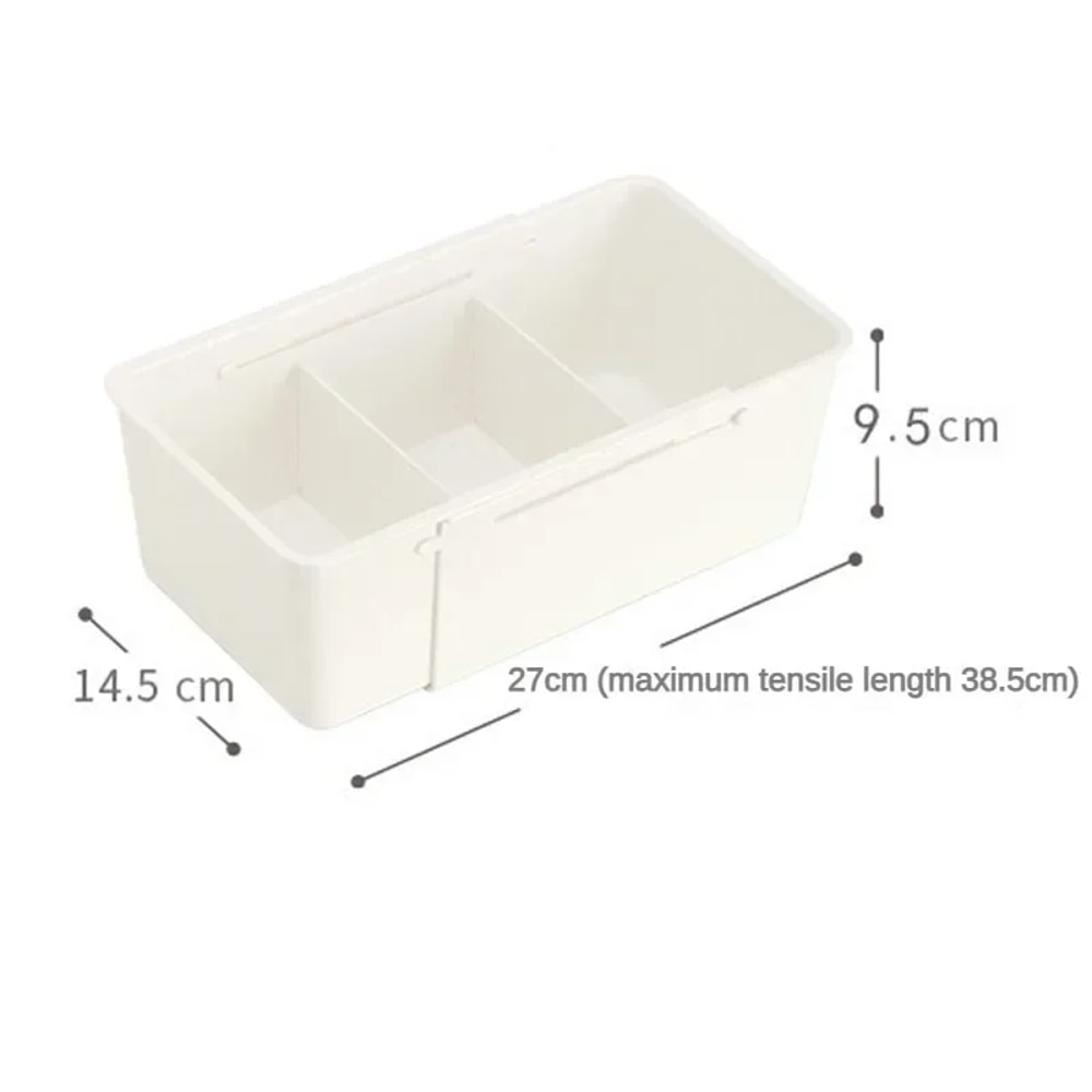 Retractable Compartment Kitchen Storage Box for Cutlery, Socks & Underwear Versatile Desktop Drawer Organizer