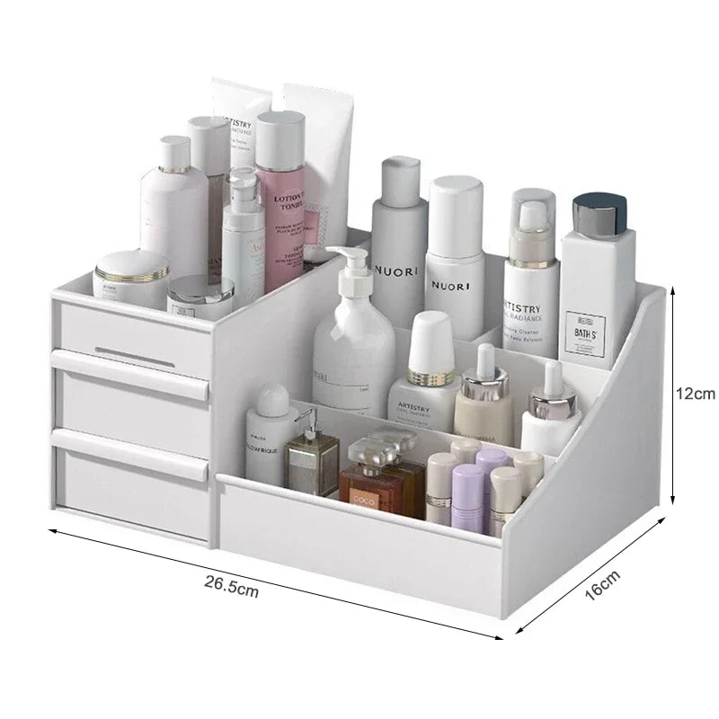 Makeup Organizer for Vanity Desktop Storage Box with Drawers for Lipstick, Brushes & Lotions