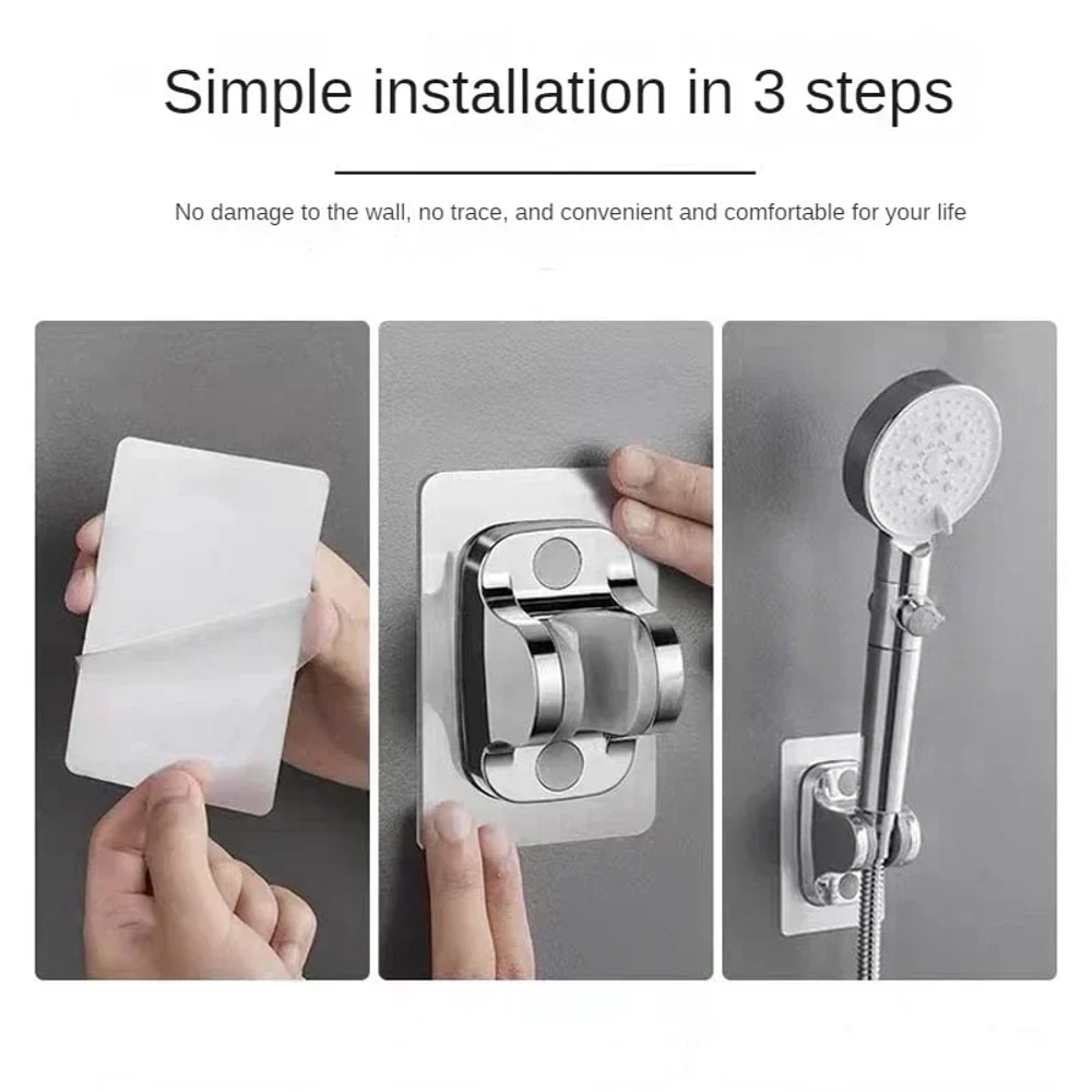 Adjustable Shower Bracket Holder No Punching Easy Installation Bathroom Accessory 4