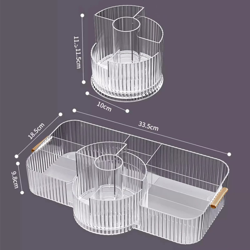 Rotating Acrylic Cosmetics Storage Box Large Capacity Organizer for Makeup Brushes & Lipstick