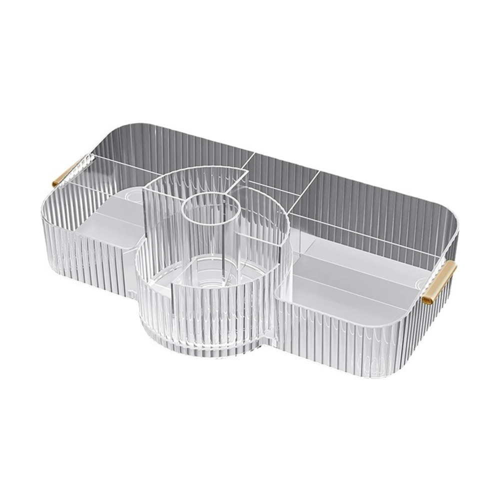 Rotating Acrylic Cosmetics Storage Box Large Capacity Organizer for Makeup Brushes & Lipstick