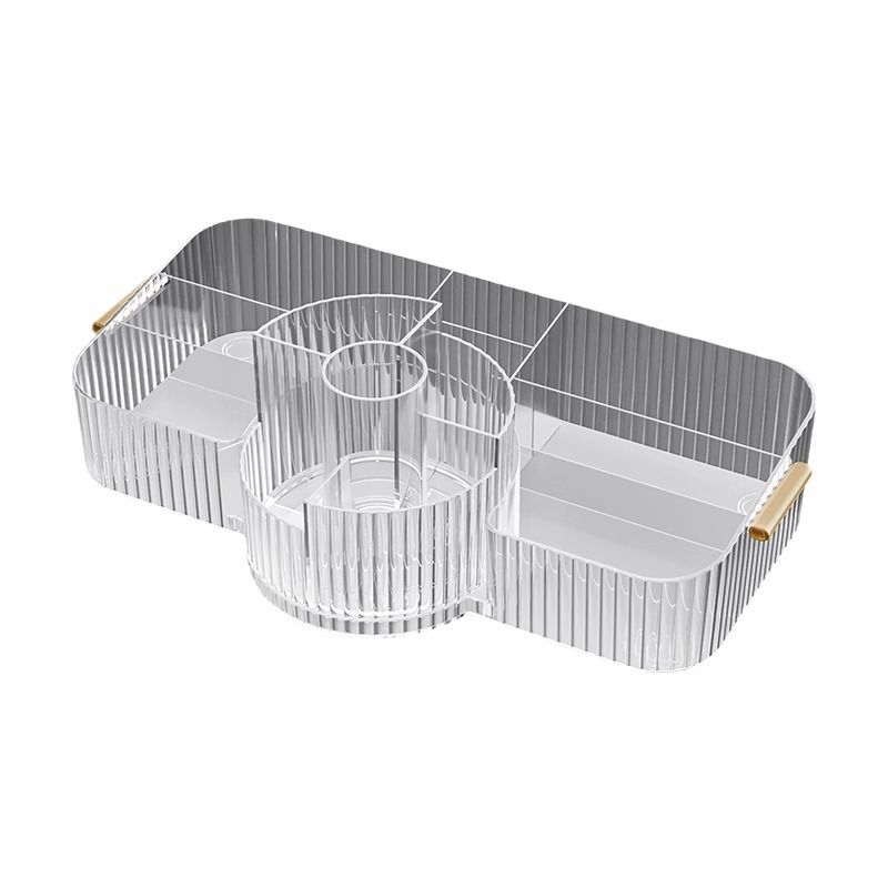 Rotating Acrylic Cosmetics Storage Box Large Capacity Organizer for Makeup Brushes & Lipstick