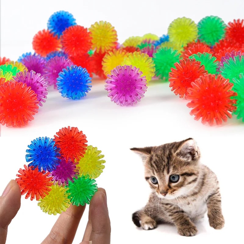 Interactive Pet Cat Bouncy Ball Toy Soft Tip Colorful Chew Accessory For Fun Play 0