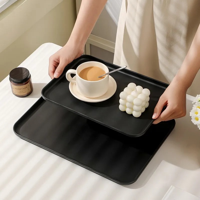 Non-Slip Melamine Serving Tray for Restaurants & Tea Service
