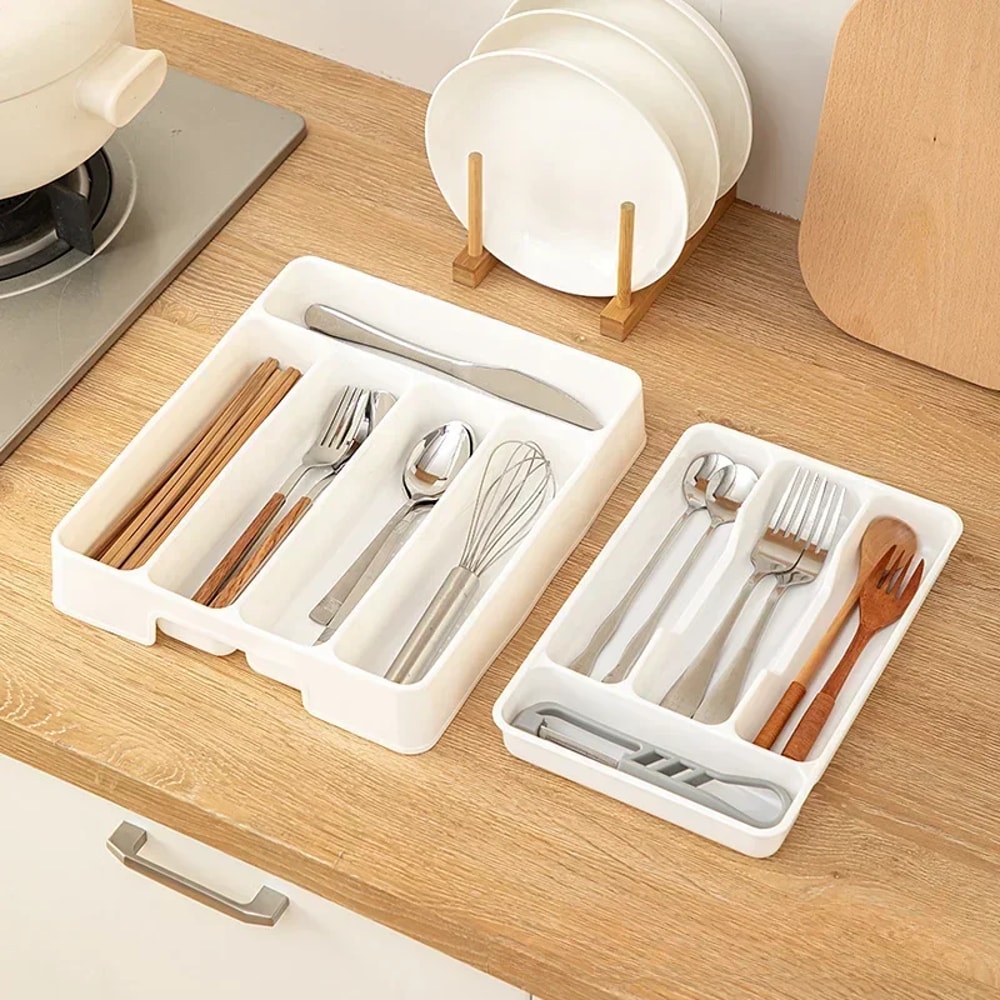 Easy-Clean Cutlery Organizer Tray for Home Kitchen Spoon & Fork Divider Box