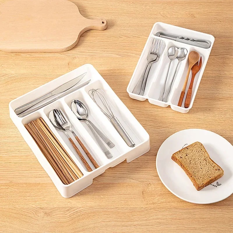 Easy-Clean Cutlery Organizer Tray for Home Kitchen Spoon & Fork Divider Box