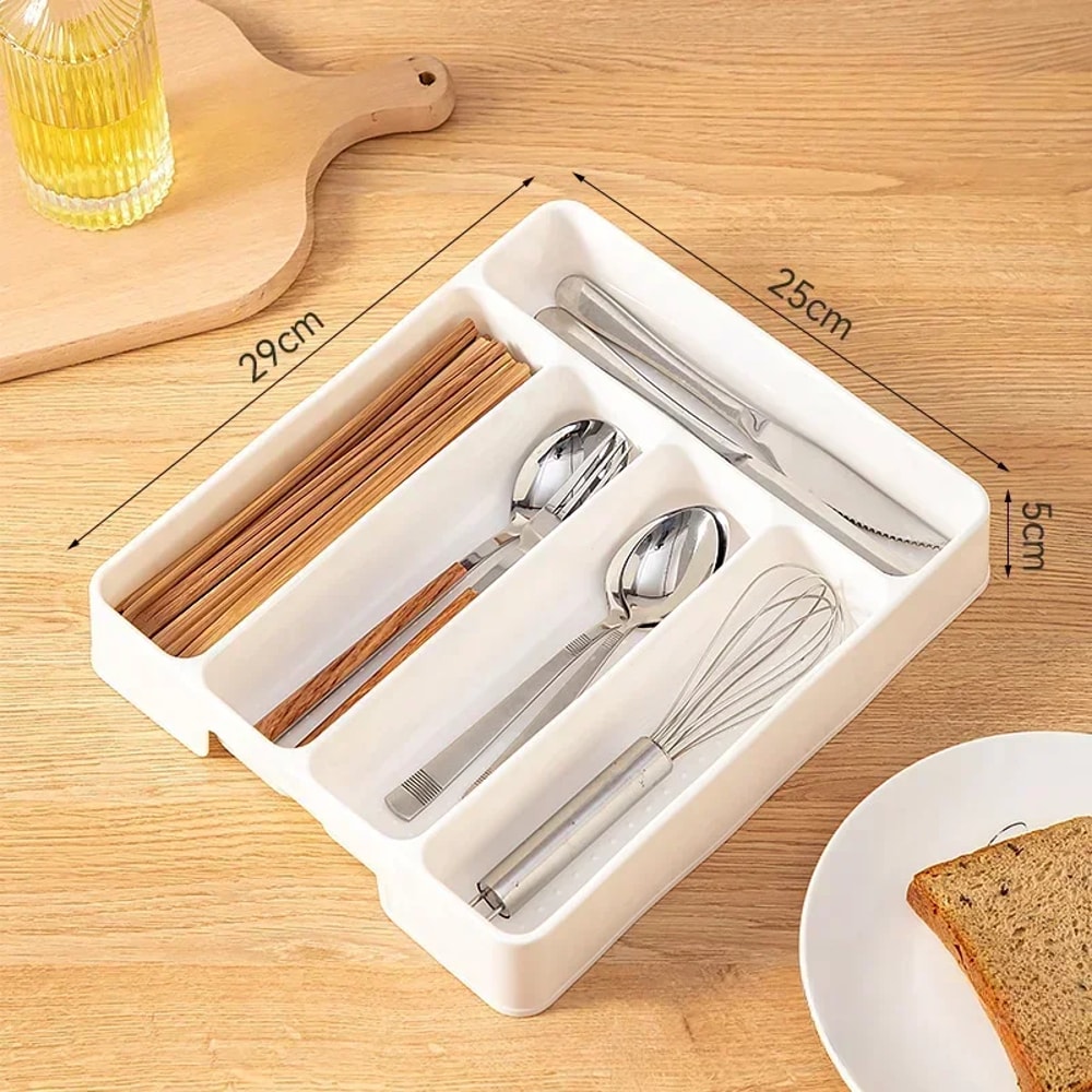Easy-Clean Cutlery Organizer Tray for Home Kitchen Spoon & Fork Divider Box