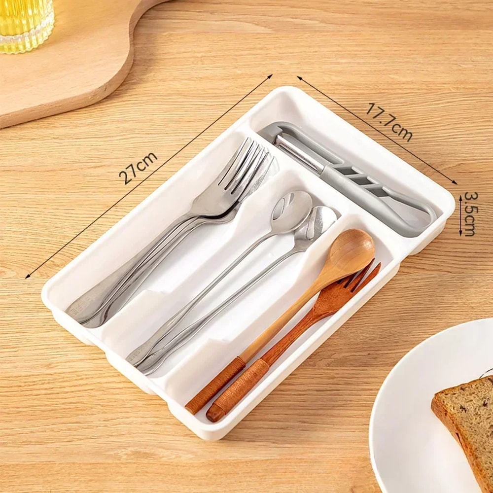 Easy-Clean Cutlery Organizer Tray for Home Kitchen Spoon & Fork Divider Box