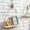 Wooden Hanging Plant Shelf with Hemp Rope Floating Wall Mounted Tray for Home, Garden, and Living Room Decoration