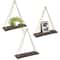 Wooden Hanging Plant Shelf with Hemp Rope Floating Wall Mounted Tray for Home, Garden, and Living Room Decoration