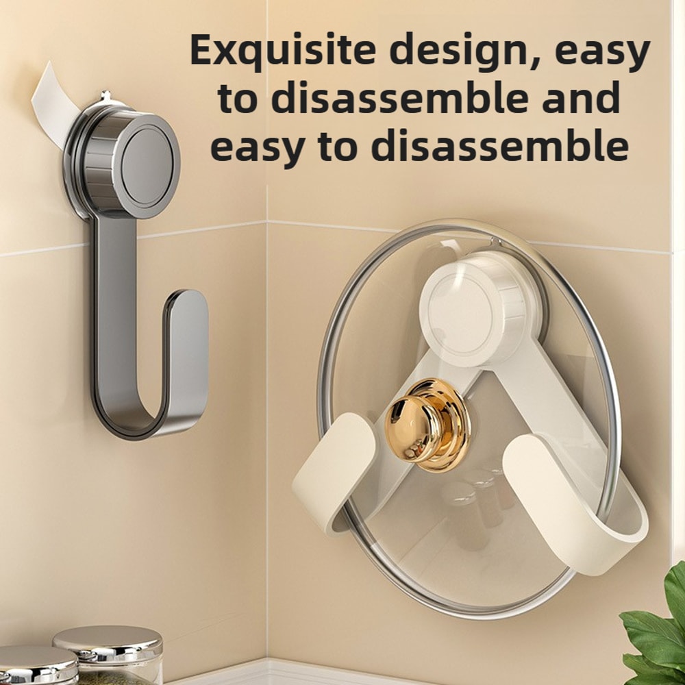 WallMounted Pot Lid Rack With Hooks MultiFunctional Holder Chopping Boar 4