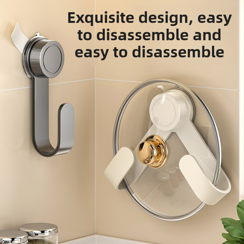 WallMounted Pot Lid Rack With Hooks MultiFunctional Holder Chopping Boar 4