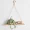 Macrame Hanging Wall Shelf for Plants & Books Boho Floating Shelf with Rope