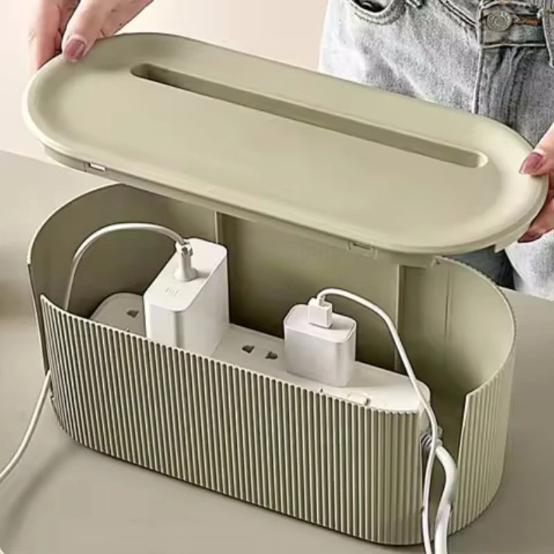 Nordic Cable Organizer Storage Box Desk Plug Holder & Wireless Router Stand