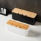 Bamboo Cable Management Box With Storage Desk Organizer For Wires And Power Strips 3
