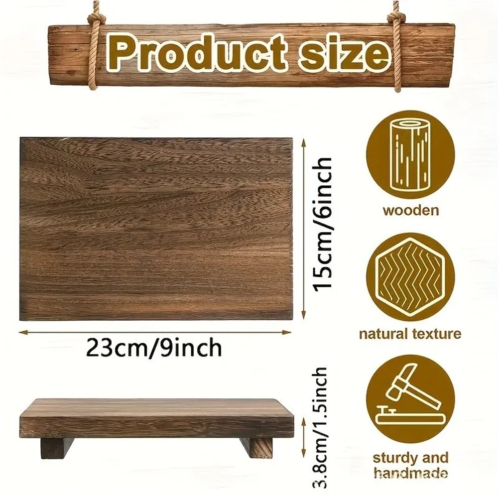 Wooden Tray Pedestal Stand MultiFunctional Storage Holder For Bathroom Kitchen And Home Decor 5