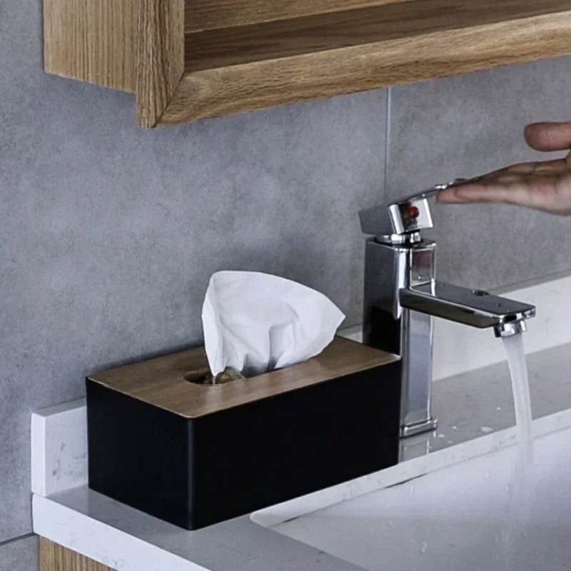 Bamboo Tissue Box Holder Solid Wood Napkin Storage Box For Home Desktop 1