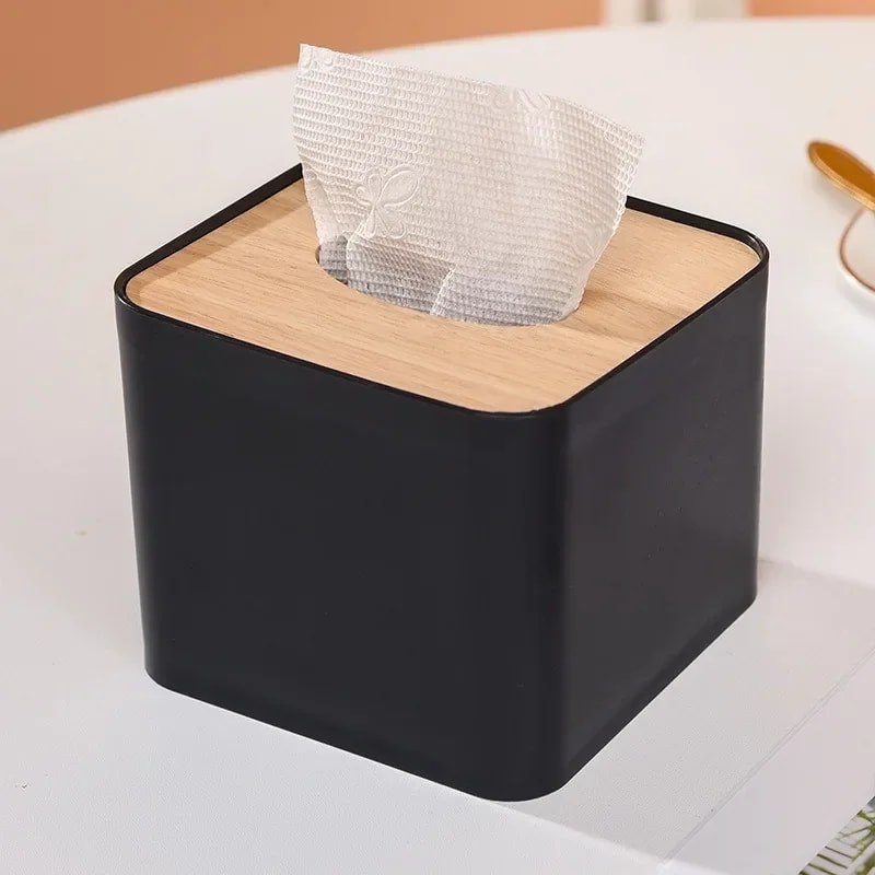 Bamboo Tissue Box Holder Solid Wood Napkin Storage Box For Home Desktop 8