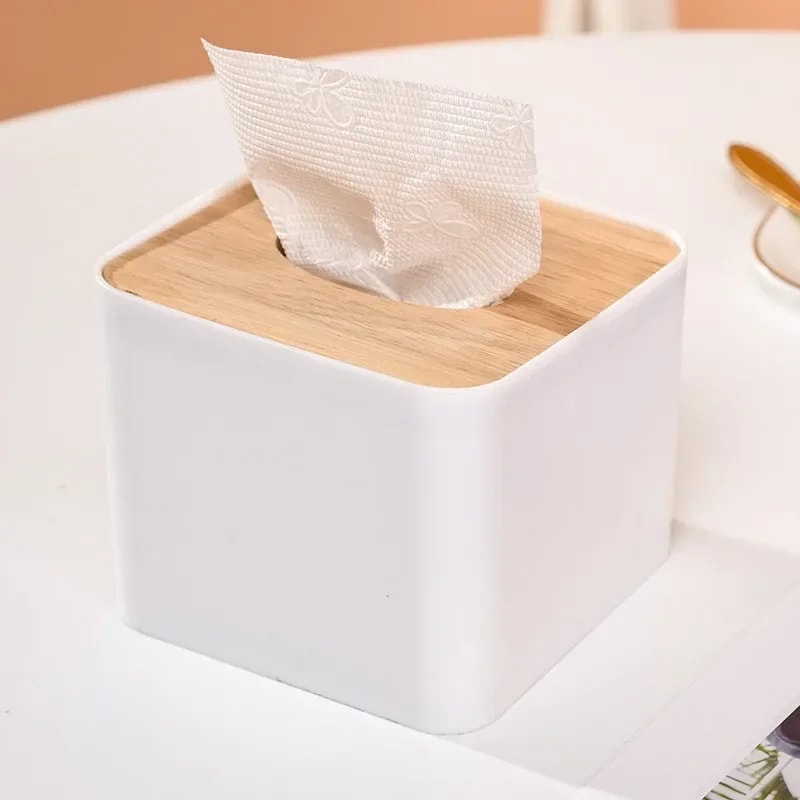 Bamboo Tissue Box Holder Solid Wood Napkin Storage Box For Home Desktop 9