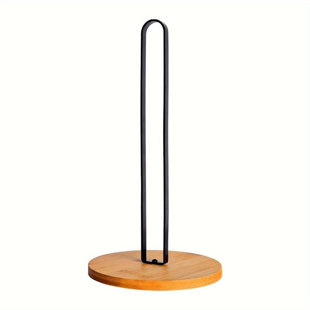 Nordic Style Bamboo Paper Towel Holder FreeStanding Vertical Storage Rack For Kitchen Countertop 5