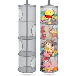 foldable plush animal storage net compartment hanging mesh toy hammock for kids room