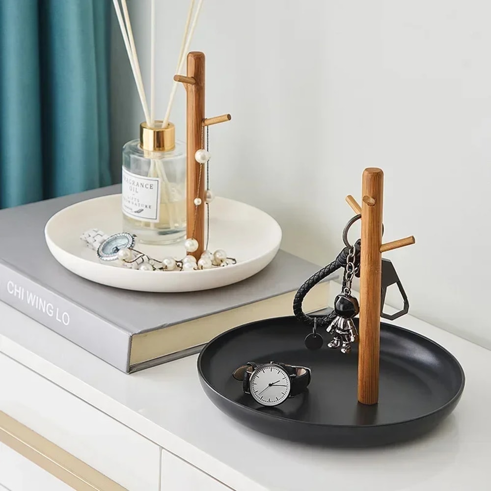 Nordic Bamboo Tree Branch Storage Tray Elegant Jewelry Display Key Hanger For Living Room Desktop 0