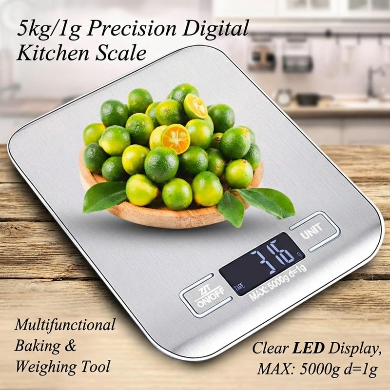 Precision Digital Kitchen Scale With LED Display Stainless Steel Food Weighing Tool 1