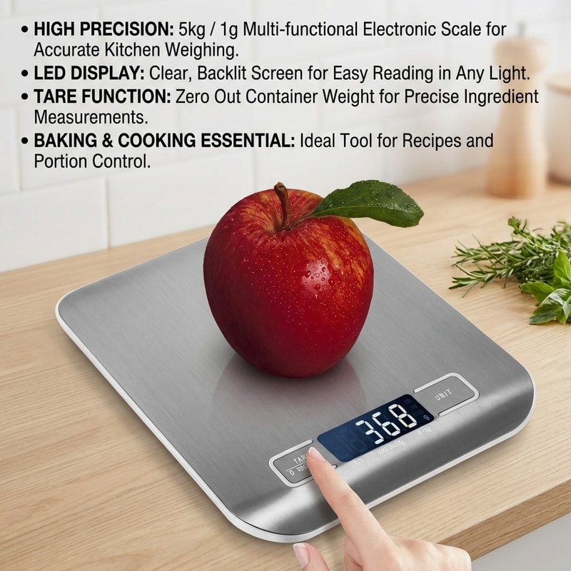 Precision Digital Kitchen Scale With LED Display Stainless Steel Food Weighing Tool 2